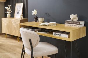 Bureau avec rangement en bois manguier massif et métal noir L116 cm VIBES