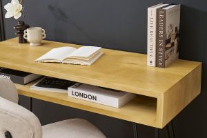 Bureau avec rangement en bois manguier massif et métal noir L116 cm VIBES