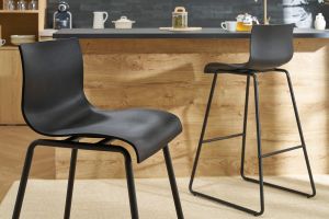 Tabourets de bar design noir 76 cm (lot de 2) ONA