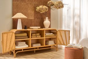 Buffet vintage en rotin 2 portes L150 cm GALON