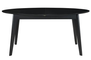 Table extensible rallonges intégrées ovale en bois noir L160-200 cm MARIK