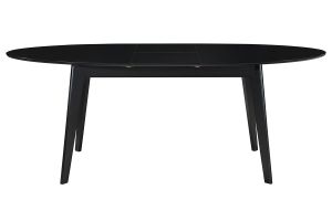 Table extensible rallonges intégrées ovale en bois noir L160-200 cm MARIK
