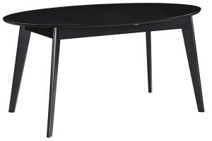 Table extensible rallonges intégrées ovale en bois noir L160-200 cm MARIK