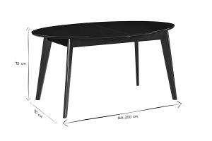 Table extensible rallonges intégrées ovale en bois noir L160-200 cm MARIK