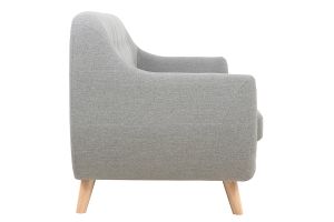 Canapé scandinave déhoussable 3 places en tissu gris clair et bois clair YNOK