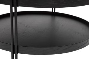 Table basse ronde design bois noir et métal noir D80 cm TWICE