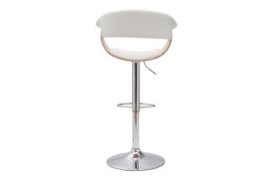Tabouret de bar design réglable blanc et bois clair OKTAV
