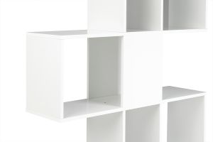 Bibliothèque ouverte séparateur design blanc laqué brillant L139 cm COMO
