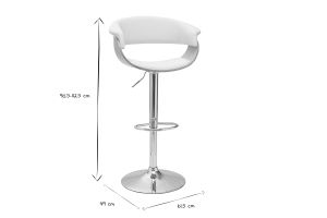 Tabouret de bar design réglable blanc et bois clair OKTAV