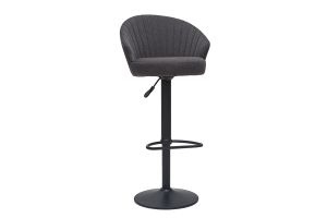 Tabouret de bar design réglable et pivotant en tissu gris foncé IZAAC