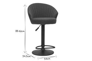 Tabouret de bar design réglable et pivotant en tissu gris foncé IZAAC