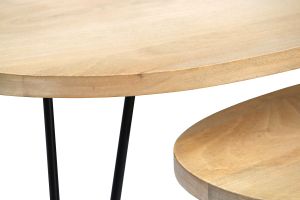Tables basses gigognes bois manguier massif et métal noir (lot de 2) VIBES