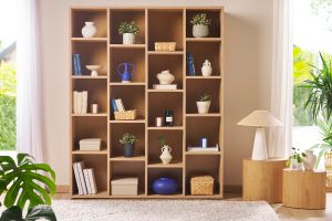 Bibliothèque design finition bois clair chêne L149 cm RYTHM
