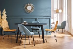Tavolo da pranzo estensibile rotondo nero L120-150 cm LEENA