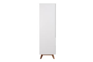 Armoire scandinave avec penderie et tiroirs finition blanc mat et bois chêne clair L100 cm KELMA