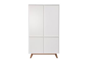 Armoire scandinave avec penderie et tiroirs finition blanc mat et bois chêne clair L100 cm KELMA