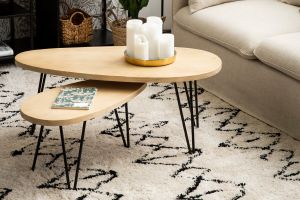 Tables basses gigognes bois manguier massif et métal noir (lot de 2) VIBES