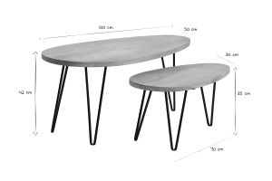 Tables basses gigognes bois manguier massif et métal noir (lot de 2) VIBES
