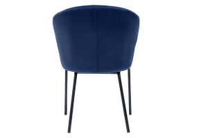 Chaise design en tissu velours bleu foncé et métal noir REQUIEM