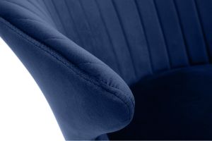 Chaise design en tissu velours bleu foncé et métal noir REQUIEM