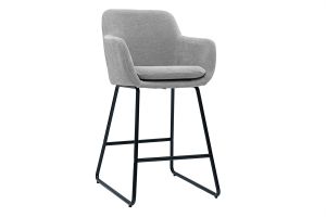 Barhocker aus grauem Stoff mit Samteffekt H65 cm (2er-Satz) AMIKA