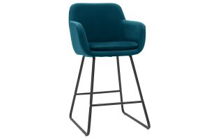 Tabourets de bar en velours bleu pétrole H65 cm (lot de 2) AMIKA