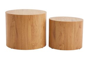 Tables basses gigognes ovales scandinaves bois clair finition chêne (lot de 2) WOODY