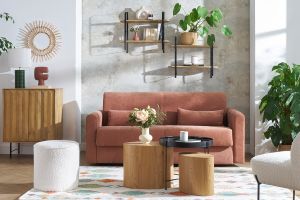 Tables basses gigognes ovales scandinaves bois clair finition chêne (lot de 2) WOODY