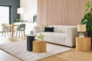 Tables basses gigognes ovales scandinaves bois clair finition chêne (lot de 2) WOODY