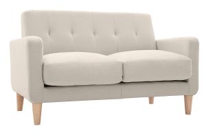 Canapé scandinave 2 places en tissu beige et bois clair LUNA