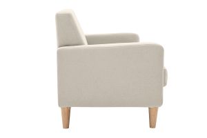 Canapé scandinave 2 places en tissu beige et bois clair LUNA