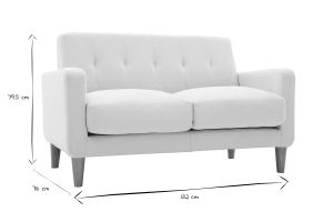 Canapé scandinave 2 places en tissu beige et bois clair LUNA