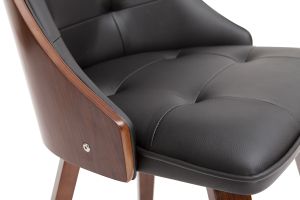 Chaise design noir et bois foncé noyer FLUFFY