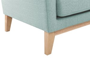 Canapé d'angle gauche déhoussable scandinave en tissu vert lagon et bois clair 3-4 places OSLO
