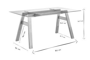 Table à manger design en verre transparent et bois clair L160 cm BACCO