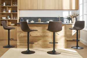 Tabourets de bar vintage réglables pivotants marron (lot de 2) NEW ROCK