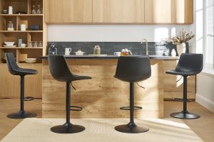 Tabourets de bar vintage réglables pivotants noirs (lot de 2) NEW ROCK