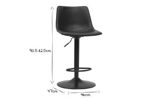 Tabourets de bar vintage réglables pivotants noirs (lot de 2) NEW ROCK