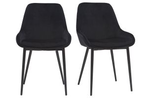 Chaises design noires en tissu velours et métal (lot de 2) HOLO