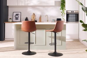 Tabourets de bar vintage réglables pivotants marron clair (lot de 2) NEW ROCK