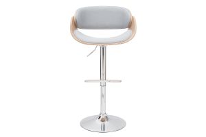 Tabouret de bar design réglable en tissu gris clair et bois clair BENT