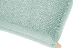 Pouf repose-pieds déhoussable scandinave en tissu vert lagon et bois clair OSLO