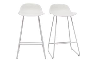 Tabourets de bar design blancs H65 cm (lot de 2) ELLA