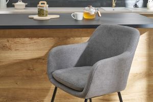 Tabourets de bar en tissu effet velours gris H65 cm (lot de 2) AMIKA