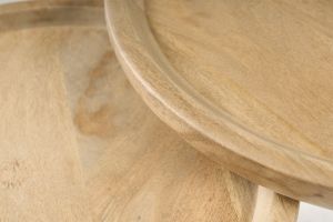 Tables basses gigognes rondes bois manguier massif et métal noir (lot de 2) PYTA