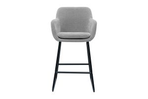 Tabourets de bar en tissu effet velours gris H65 cm (lot de 2) AMIKA