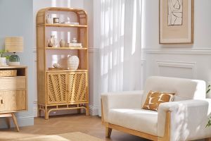 Bibliothèque vintage en rotin naturel L80 cm GALON