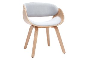Chaise design en tissu gris et bois clair BENT