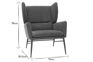Fauteuil design en tissu effet velours texturé vert et métal noir COME