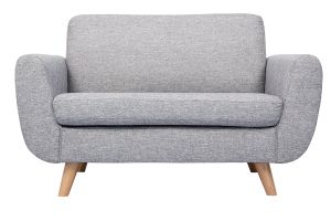 Canapé scandinave 2 places en tissu gris et bois clair PURE